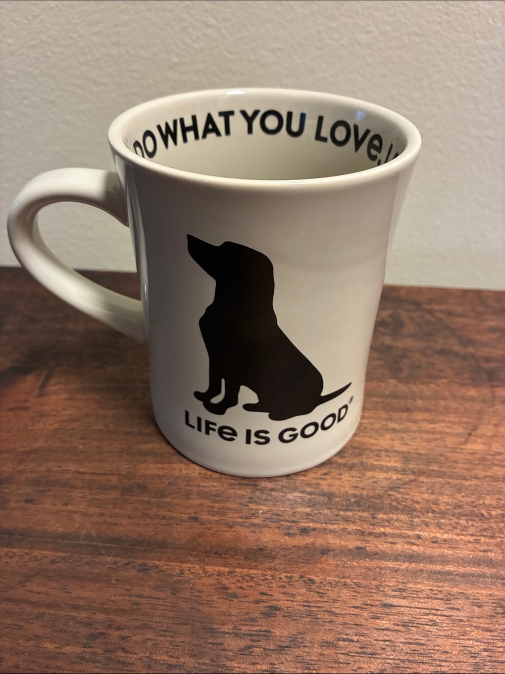 Life Is Good Black Dog Mug - Do What You Love. Love What You Do.